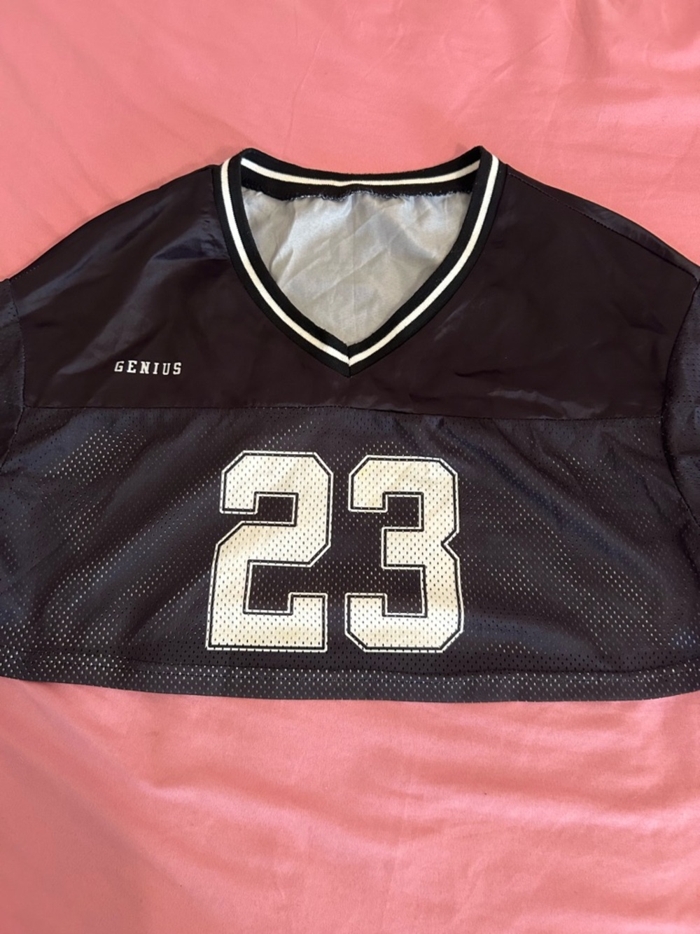 Black Mesh Crop Jersey Top with White '23'
